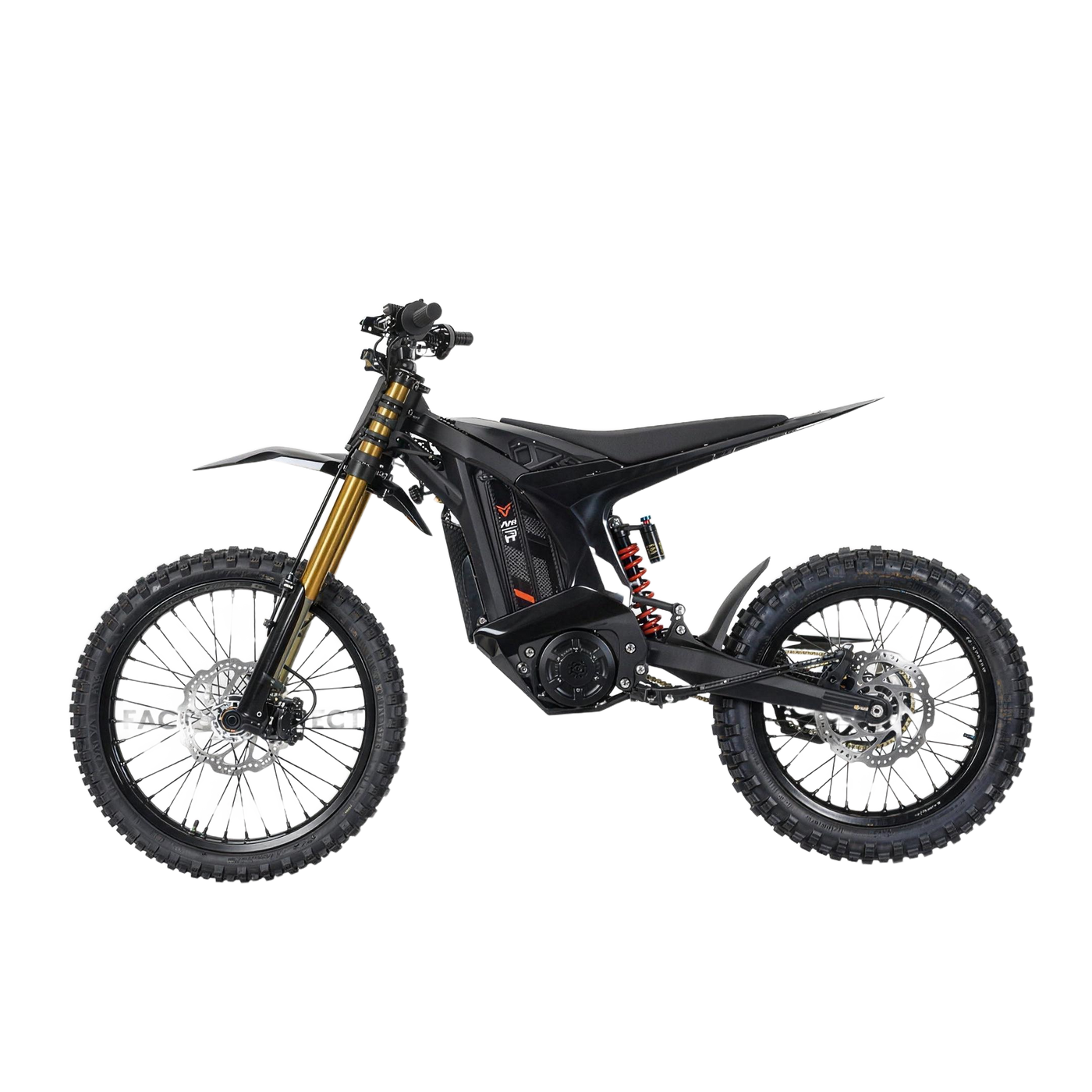 Arctic Leopard XE Pro R electric dirt bike - studio side view